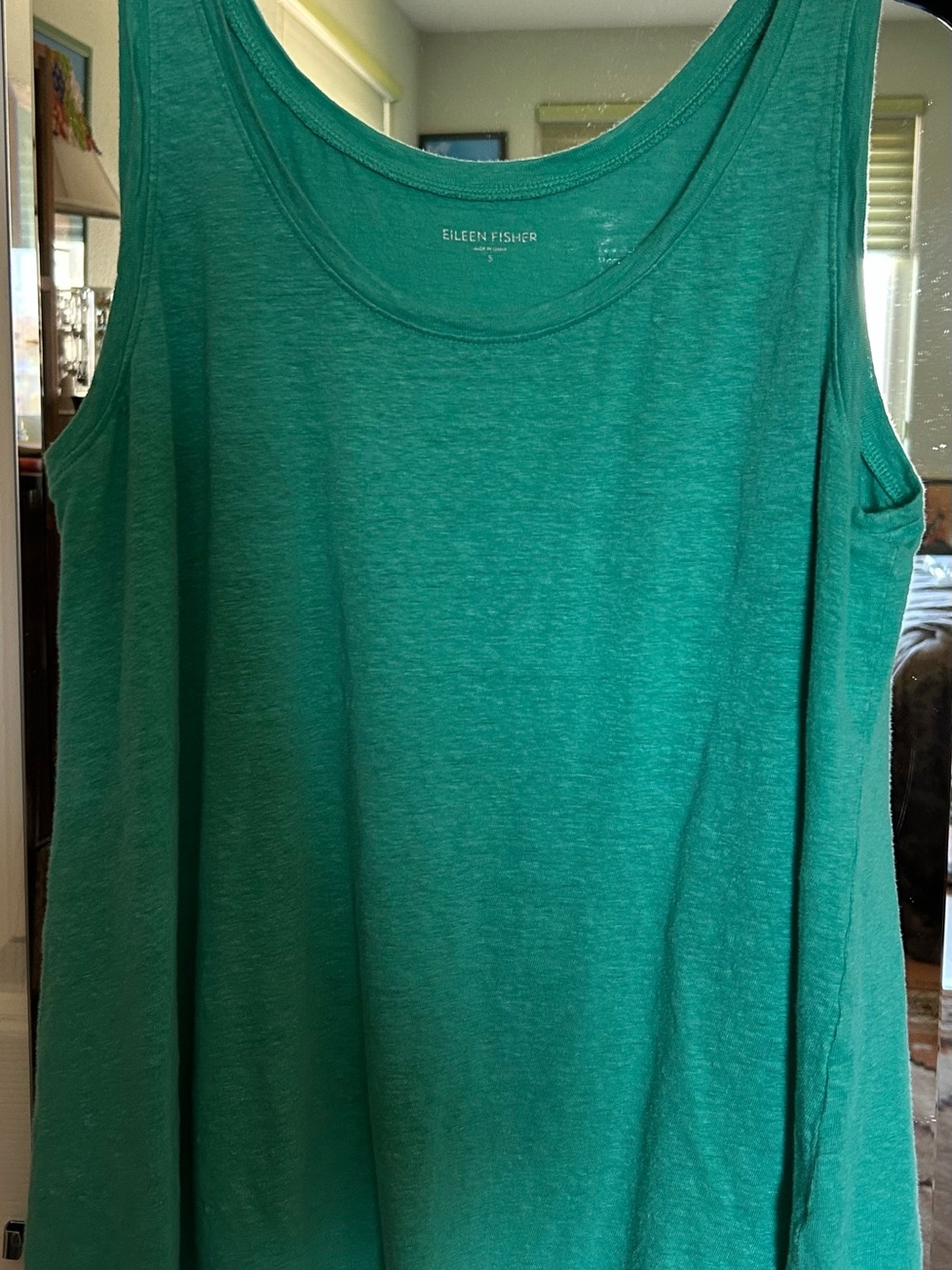 EILEEN FISHER Teal Green Sleeveless Scoop Neck Tank